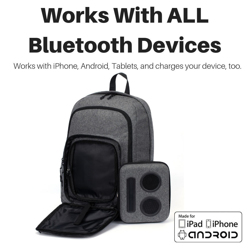 Bluetooth Backpack with Speakers & Subwoofer (Gray)