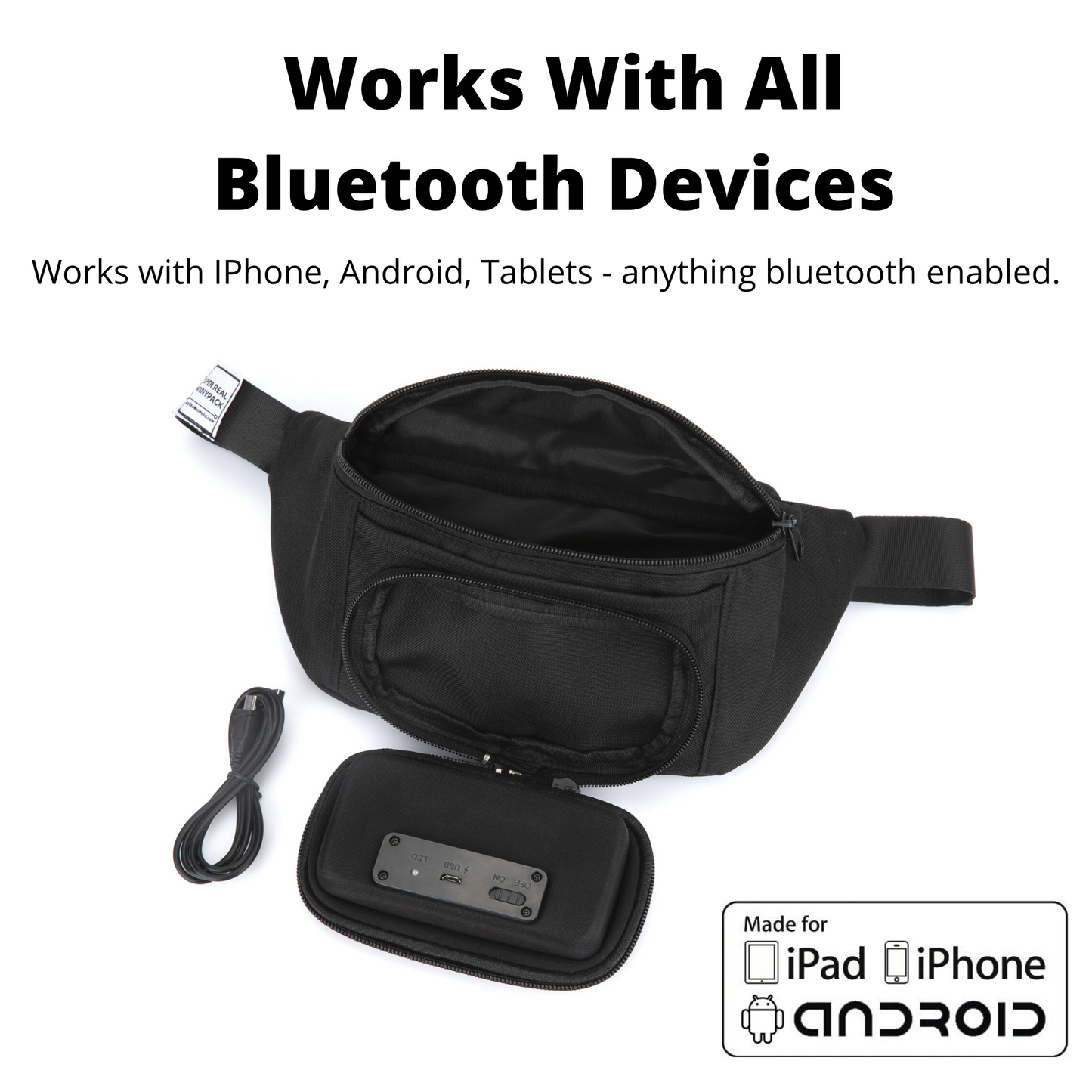 Fanny Pack With Bluetooth Speakers (Black)