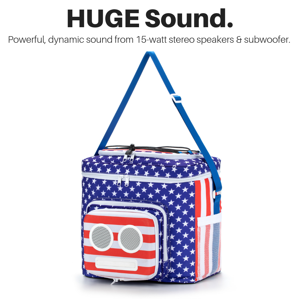 Bluetooth Cooler with Speakers & Subwoofer (American Flag)