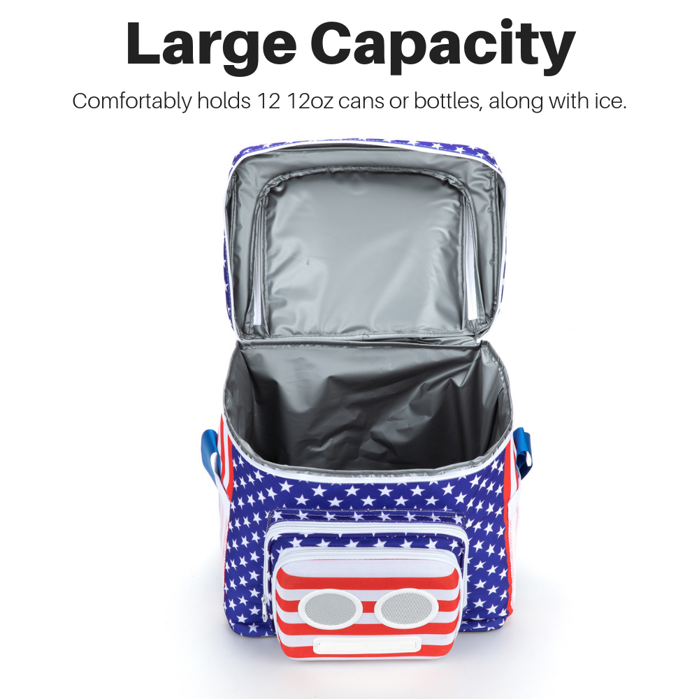 Bluetooth Cooler with Speakers & Subwoofer (American Flag)