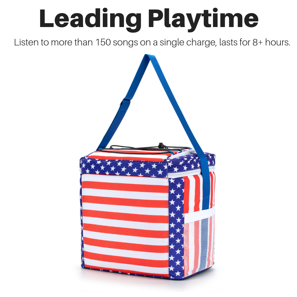 Bluetooth Cooler with Speakers & Subwoofer (American Flag)