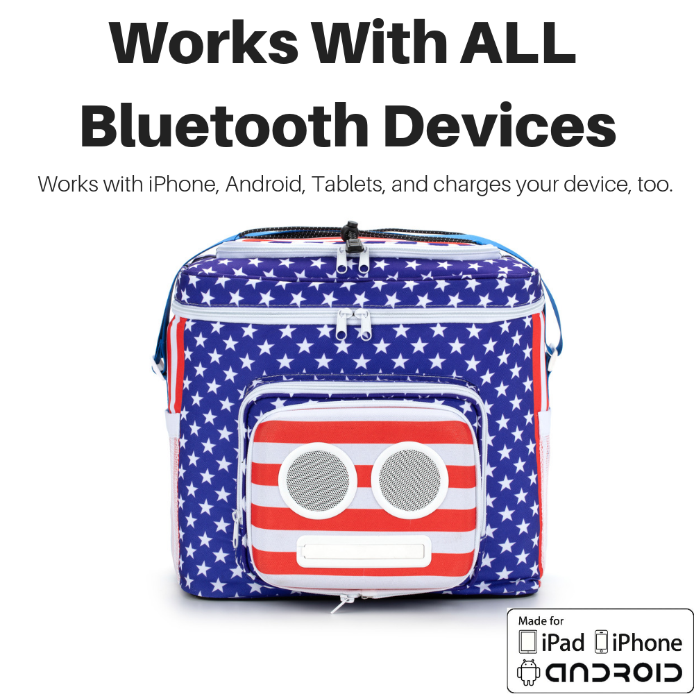 Bluetooth Cooler with Speakers & Subwoofer (American Flag)