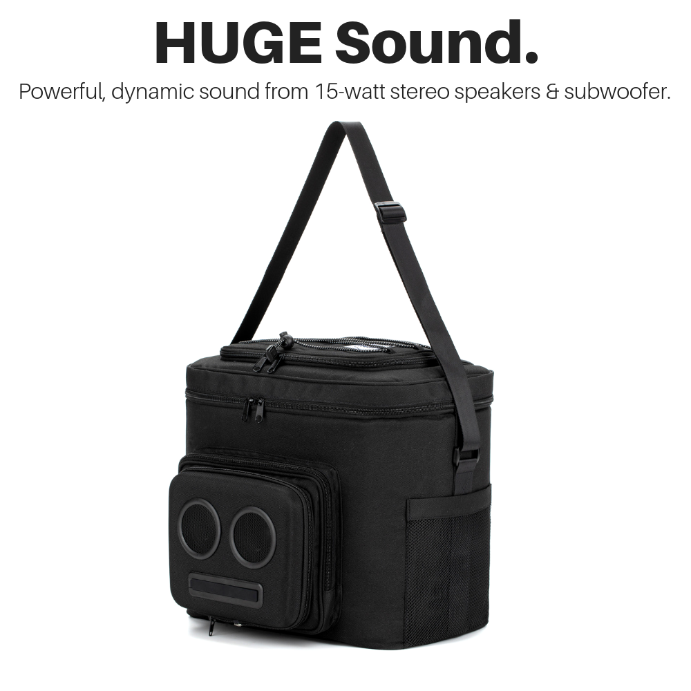 Bluetooth Cooler with Speakers & Subwoofer (Black)