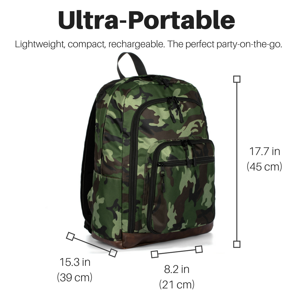 Bluetooth Backpack with Speakers & Subwoofer (Camo)