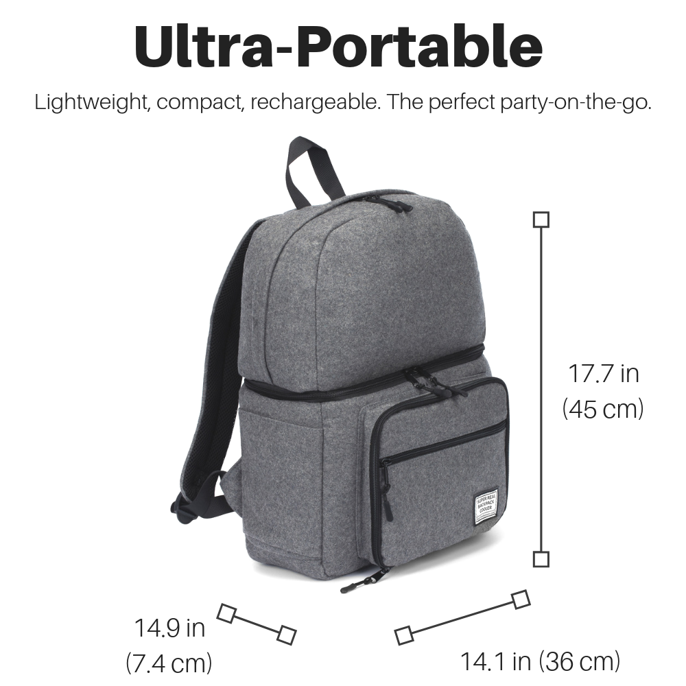 Bluetooth Backpack Cooler with Speakers & Subwoofer (Gray)