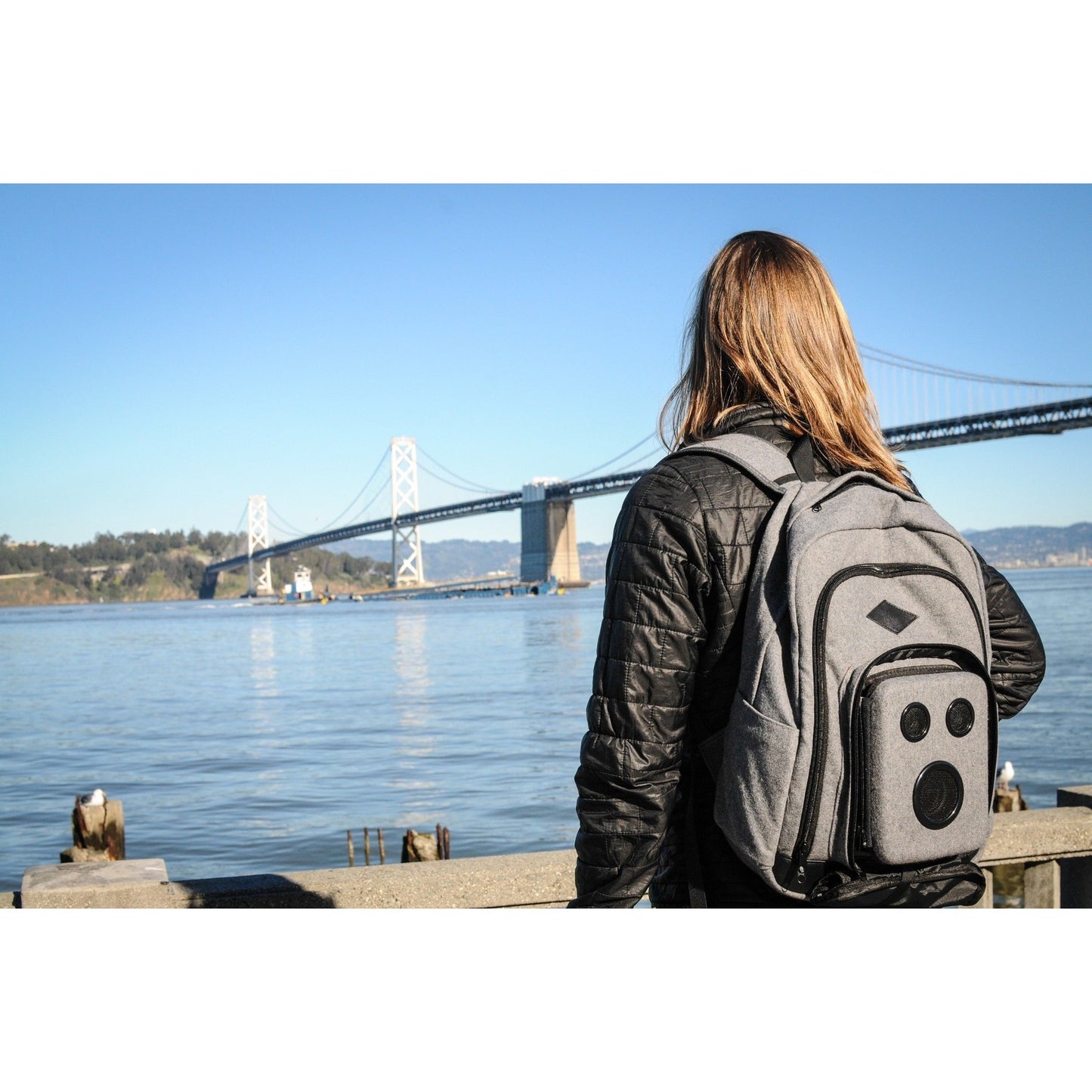  Bluetooth Backpack With Speakers (Gray)