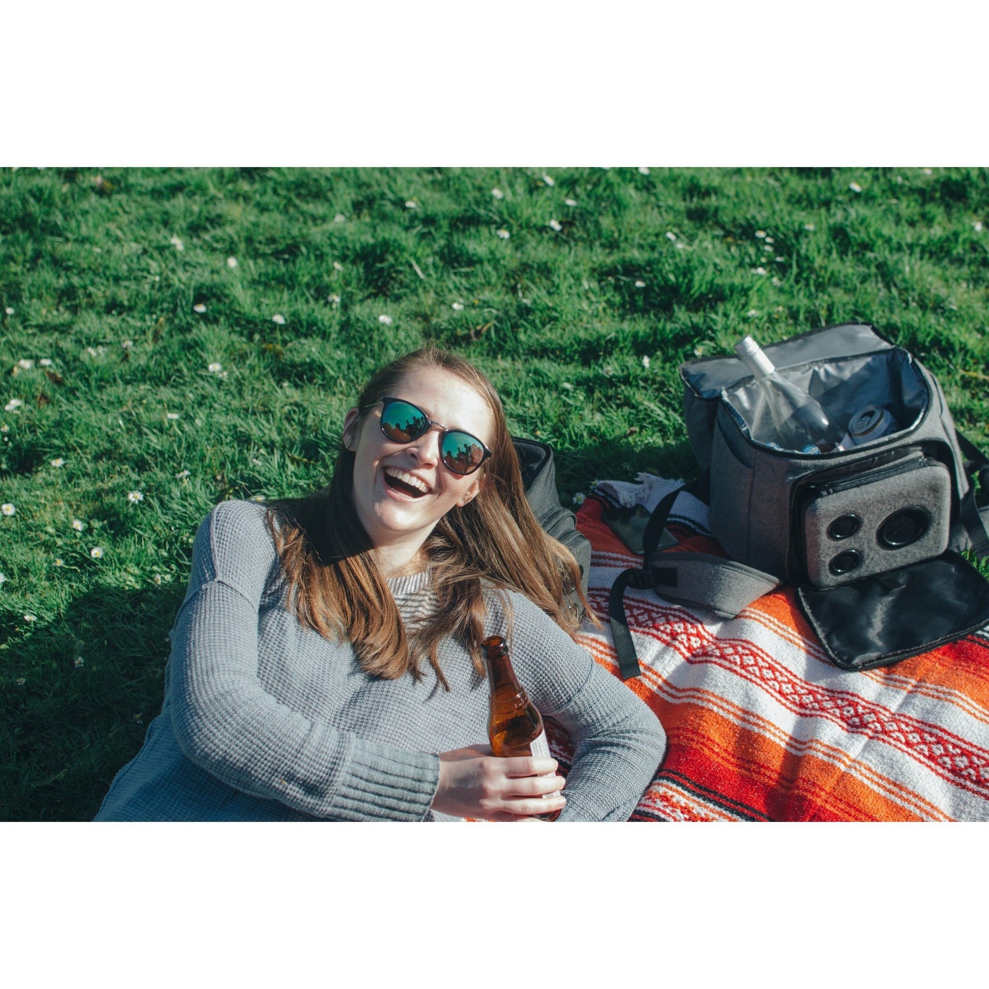 Black and Grey Bluetooth Cooler With Speakers 